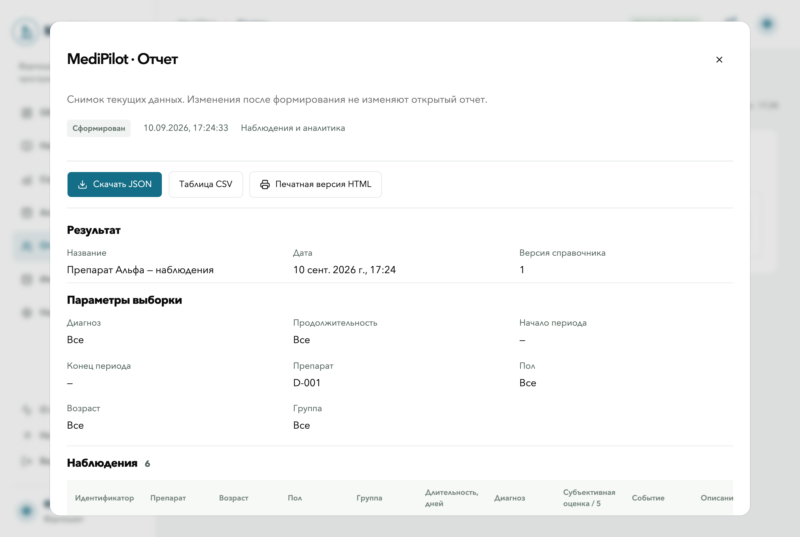 MediPilot — Сохранённый отчёт